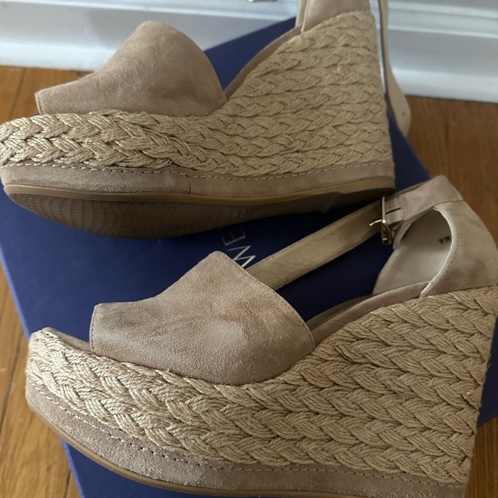 Stuart Weitzman SOHO JUTE , tan  Espadrille Wedge Sandals , size 8 - Picture 6 of 7